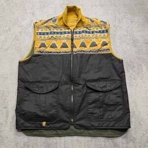 Rocawear Classic Aztec Reversible Full Zip Vest Mens 2XL Green Yellow Y2K